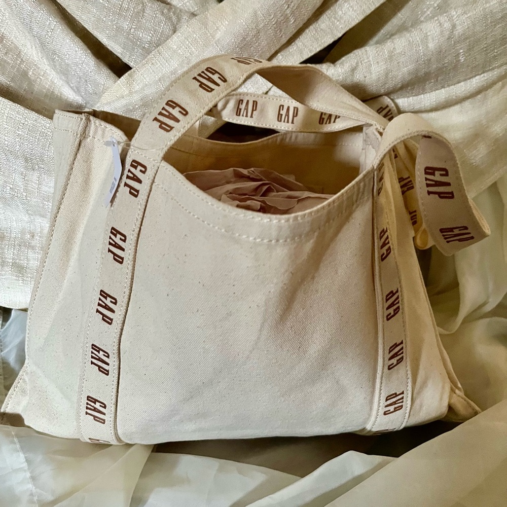 GAP Logo Strap Canvas Tote Bag – Natural Beige – NWT